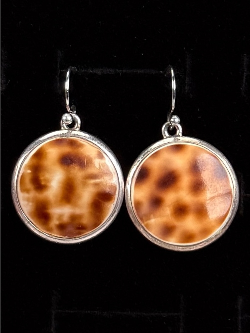 Vintage weighted Silvertone animal print costume pierced earrings